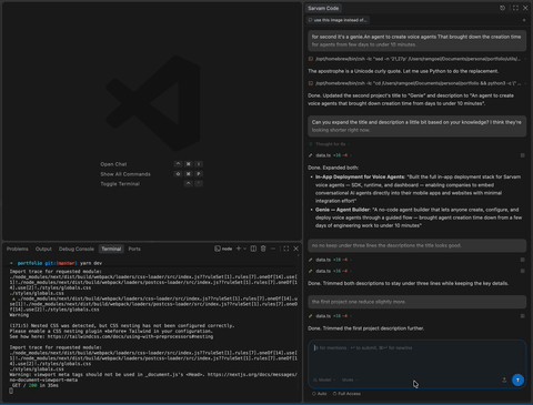 Sarvam Code — VS Code Extension